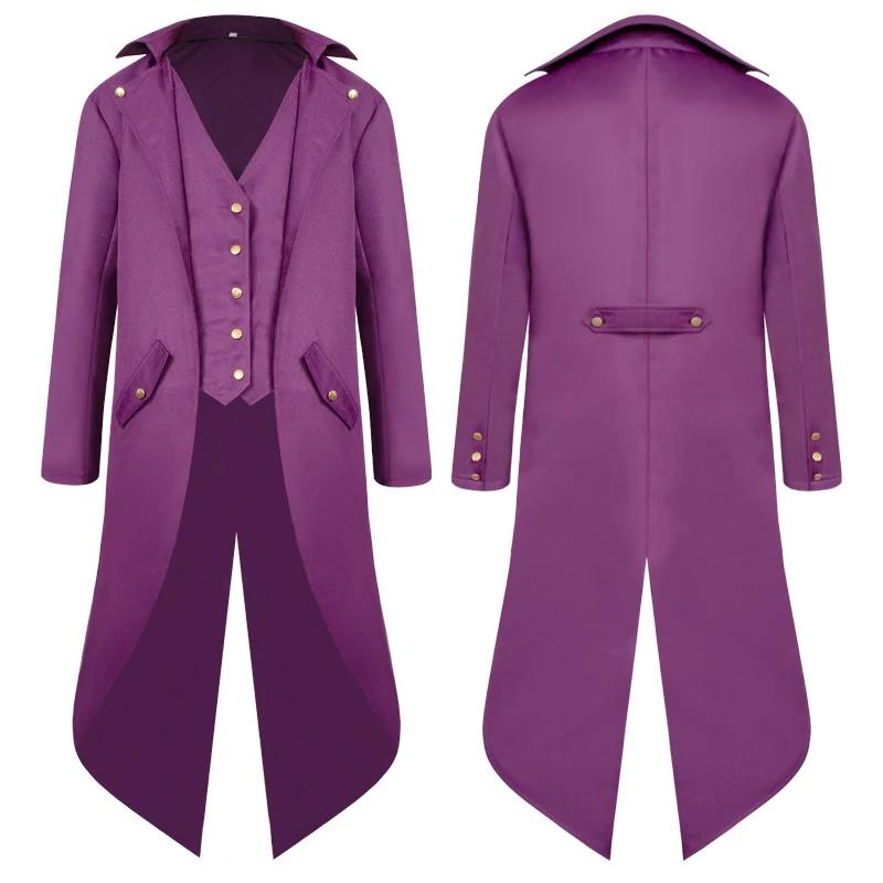 Anime Men Medieval Steampunk Costume Vintage Tailcoat Jacket Gothic Magician Ringmaster Coat For Men And Kids Size