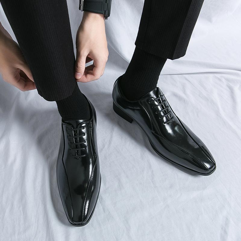 New Business Men's Shoes Oxfords Square Toe Lace-up Spring Autumn Brown Black Mens Dress Shoes Zapatos De Vestir Hombre