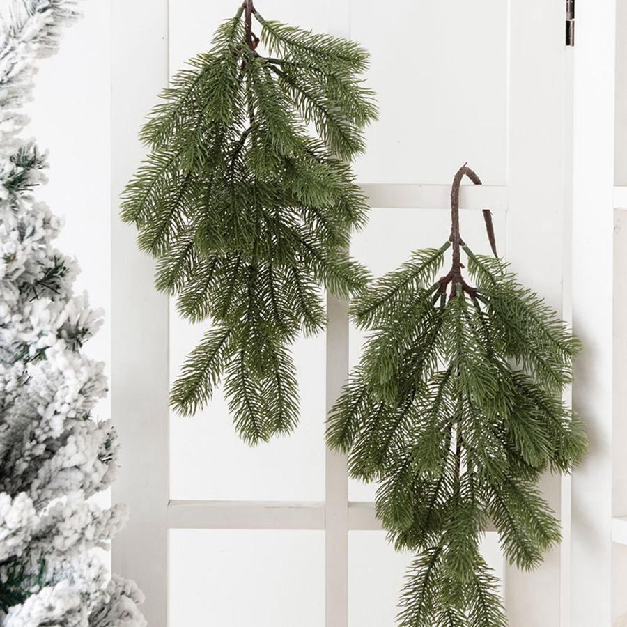 1pc Artificial Plant Pine Needle Plastic Christmas Tree Door Hanging Wreath Home Outdoor Garden Wall Diy Wedding Decor Accessory