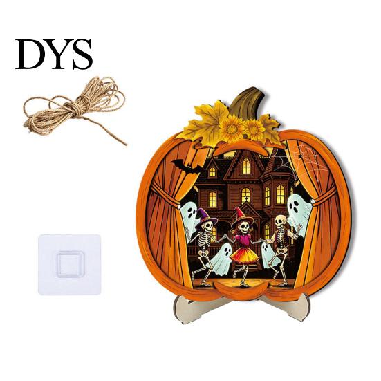 Durable Halloween Decorations Door Sign, Glowing Ghost Hanging Decor, Wooden LED Window Cool Patterned Ornaments Ornament for Party, Spooky