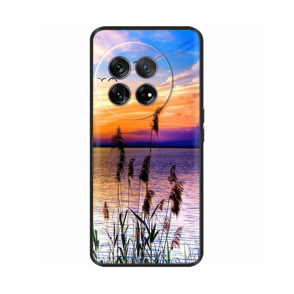 Painted Cover For OnePlus 12 Case Black Silicone Soft Luxury Phone Back Cover For One Plus 12 OnePlus12 5G Fundas Cases Hoesje