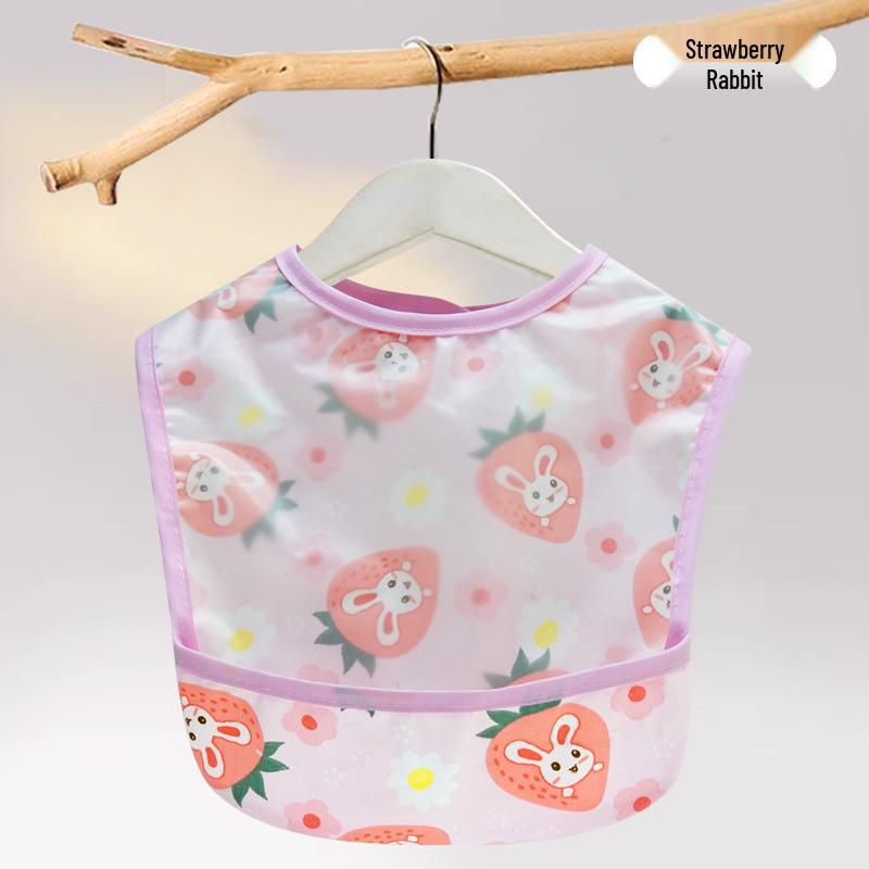 Waterproof Cotton Baby Bib: Reversible, Cartoon Design, Wash-Free Bib for Eating.