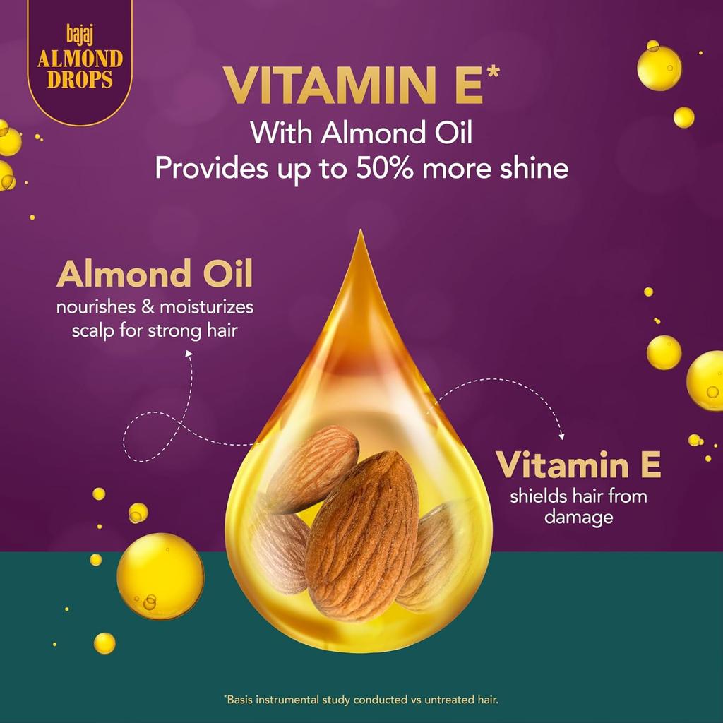 Bajaj Almond Drops Hair Serum 50 Ml Pack Of 1 For Dry Frizzy Hair Nourishing Anti Frizz Shine Control