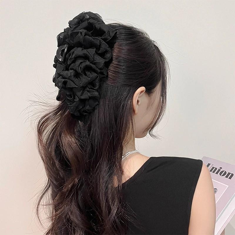 Korean Polka Dot Bow Claw Hair Clip - High-End Cloud Bubble Design for Women