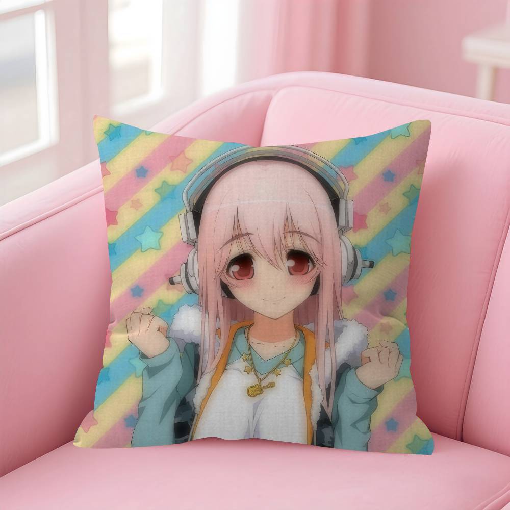 Beautiful Super S-Sonico Anime Personalized Pillow Dust Cover Bedroom Kids Party Decoration Pillowcase Birthday Children Gift