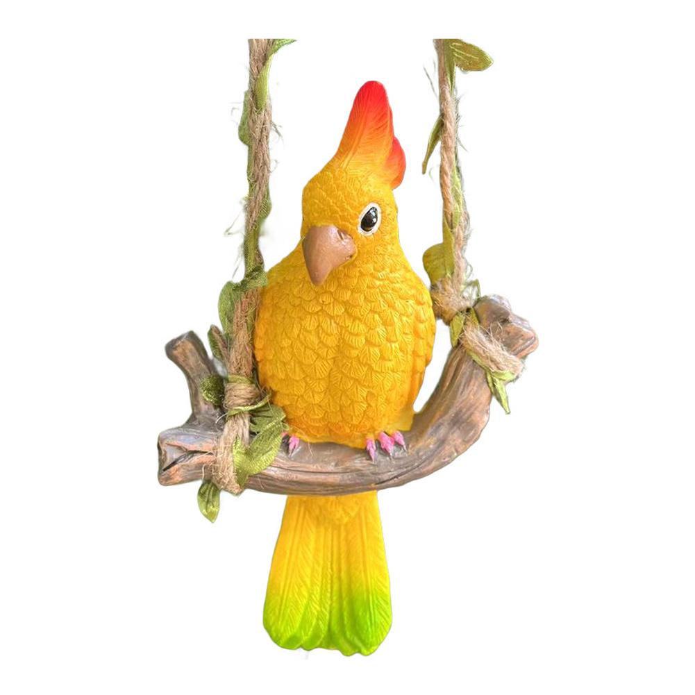 Garden Decoration Resin Parrot Figurine Outdoor Bird Ornament 0.24 Pounds Versatile Hanging Decor Waterproof Material For Garden