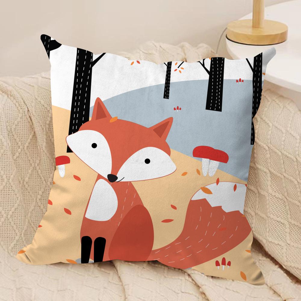 Fox Cute Woodland Cushion Cover Soft Plush Throw Pillow Cover DoubleSided Printed Cushion Case Cozy Sofa Home Decor