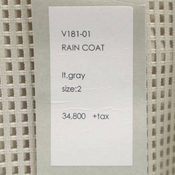 Brand new VAST222 18ss V181-01 RAIN COAT Made in Japan Raincoat Hood Gray Men's Used