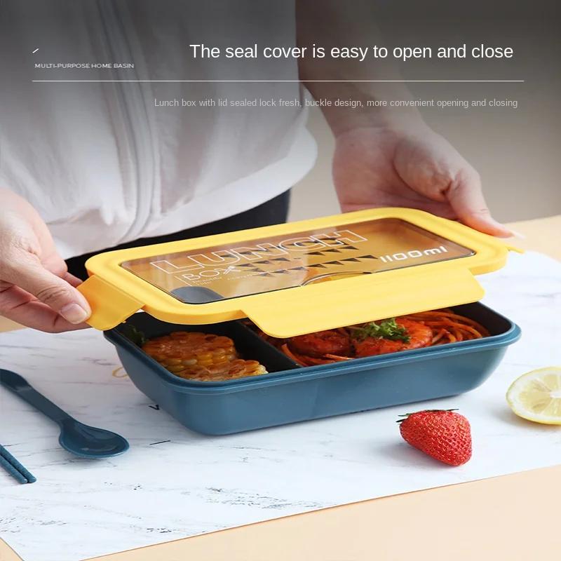 1100ml Microwave Lunch Box Portable 2 Layer Food Container Healthy Lunch Bento Boxes Lunchbox With Cutlery