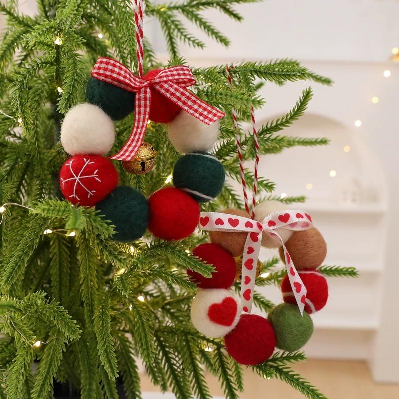 Christmas decoration handmade DIY wool ball mini bell wreath Christmas tree pendant Christmas decoration