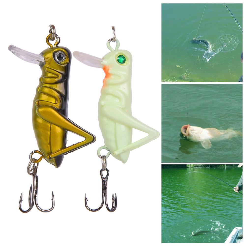 5 pcs Grasshopper Shape Artificial Fishing Lure Bait Fishing Tackle Sinking with Hook for Freshwater