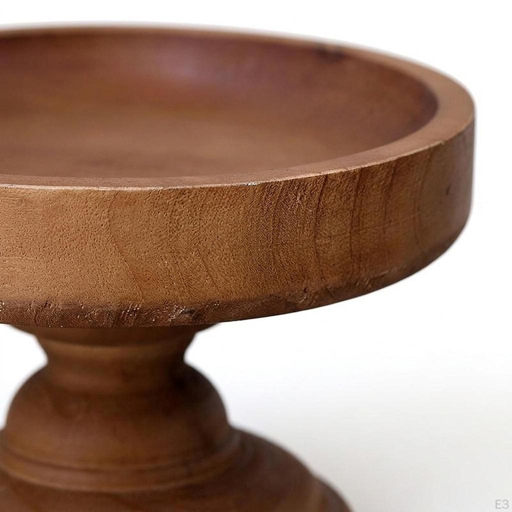 Round Cake Stand with Foot And Wooden Base for An Elegant Dessert Presentation, Suitable
