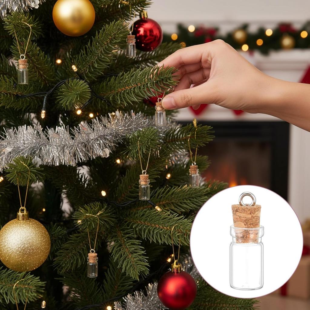20 Pcs Mini Glass Bottles with Cork 1ml Capacity Clear Tiny Glass Bottles ing Message Bottle DIY Art Craft Storage Small Jars for Home and Holiday