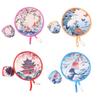 Summer Foldable Hand Fan Japanese Oil Painting Round Handheld Fan  Outdoor Activities