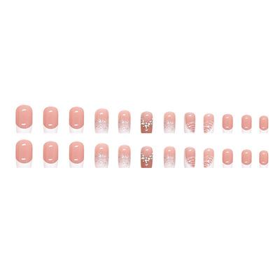 24 Pieces Short False Nails Press- Nails Glitter Manicure Nail Patches 10ml