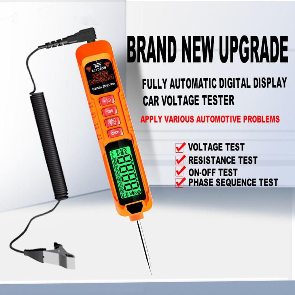 Automotive Relay Tester Circuit Breaker Finder DC Voltage Tester LED Digital Display Tester With Extended Spring Wire & Probe