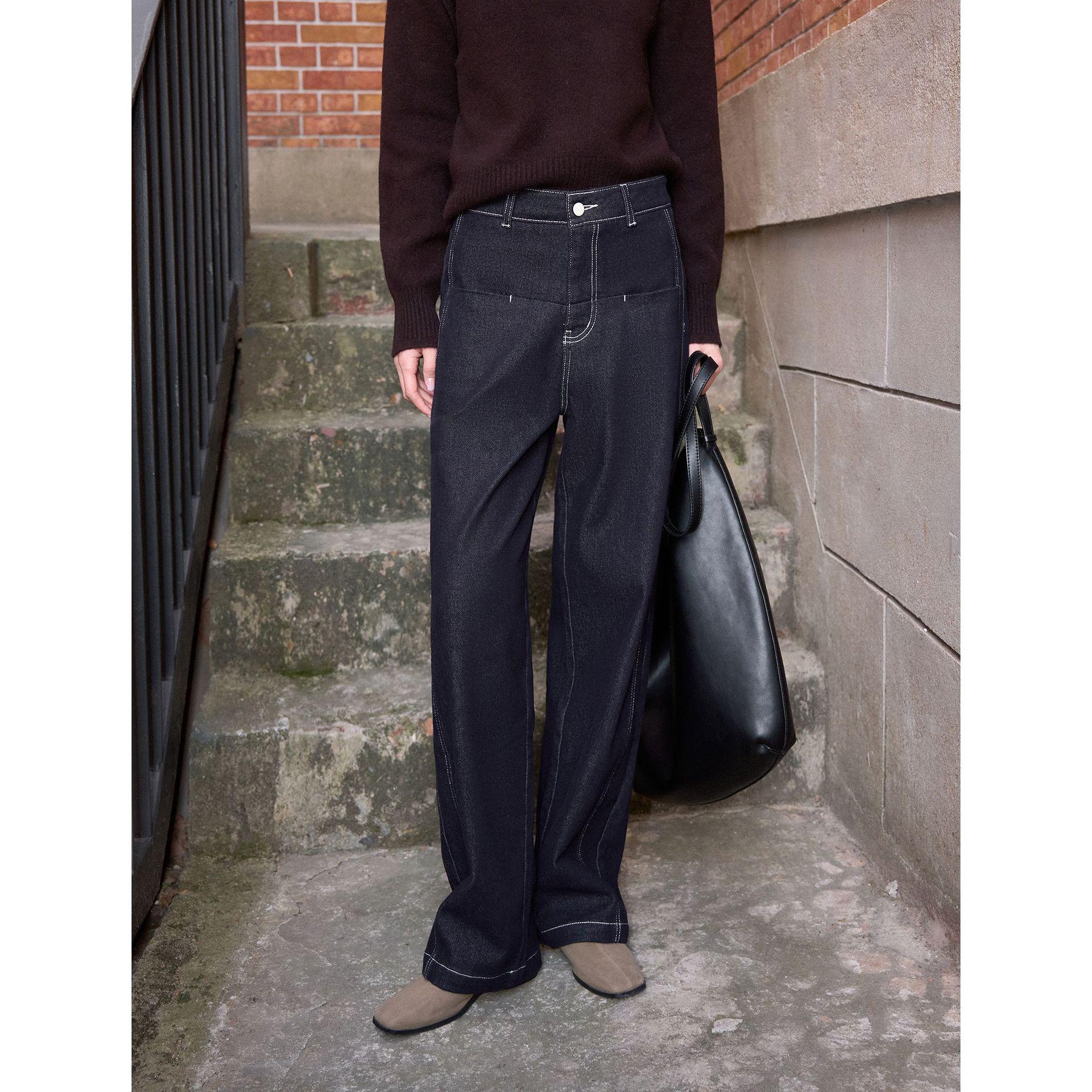 

Rong Tai Long Women s High Waist Retro Modern Jeans: Narrow & Wide Leg Styles, 2025 Autumn/Winter Plus Velvet Banana Pants XL