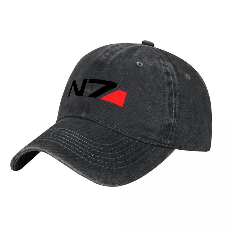Gorra de Béisbol de Algodón Lavado con Logo N Negra con Diseño de Acento Rojo para Uso Casual y Fans de los Videojuegos Unisex Ajuste Ajustable