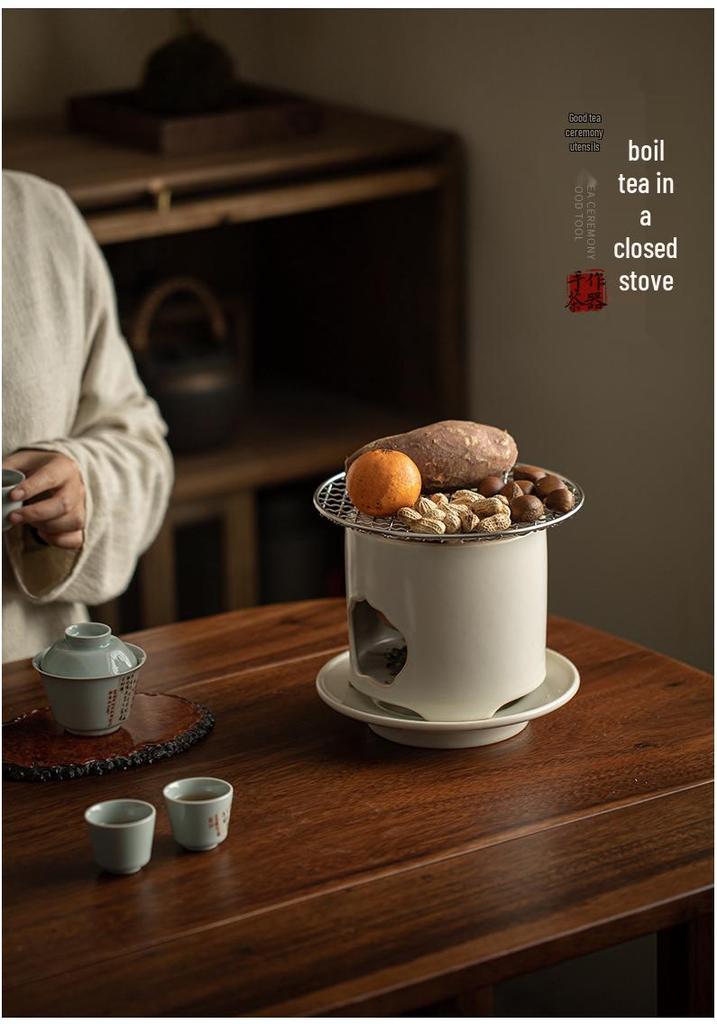 Clay Tea-Boiling Set: Charcoal Stove & Side-Handled Pot for Outdoor & Household Use.