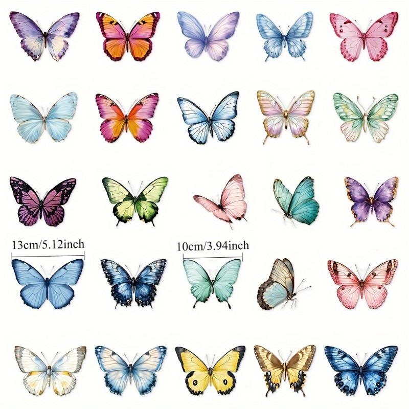 32 Pcs/Box Vibrant Butterfly Stickers - Waterproof PET Adhesive for Laptops Scrapbooks Transparent Colorful Decorative Stickers.