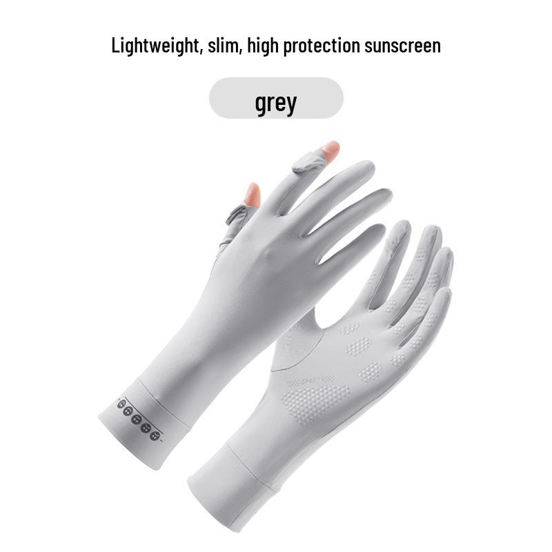 Women's UPF 50+ Anti-UV Cycling Gloves - Non-Slip, Breathable, Ice Silk, Thin, Long, Two-Finger Flip-Top