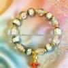 Live Broadcast Scenic Spot Glass Bracelet: Waking Lion Yue Knife Lucky Bead, Two-Color Silk Wrapped Design