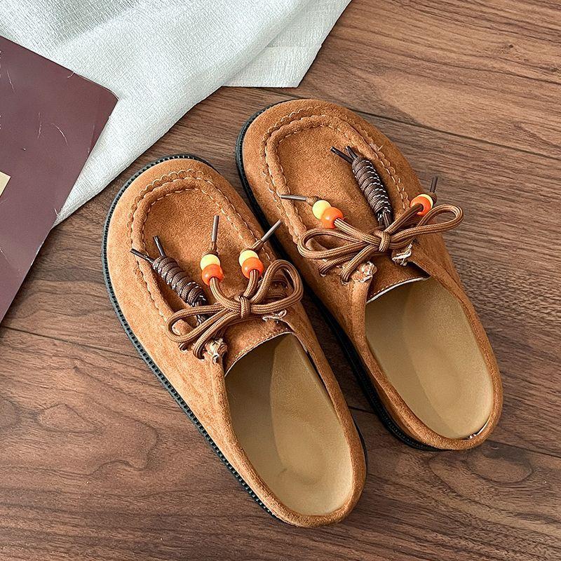 Women's versatile commuter temperament thick-bottomed lace-up bag head slippers retro round head Birkenstock half slippers 2025 summer new models