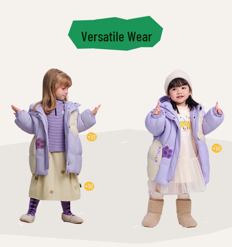 2025 Winter Mid-Length Down Jacket for Girls - Triple-Proof, 90% White Duck Down