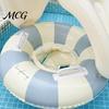 Aufblasbarer Schwimmring Baby mit abnehmbarem Verdeck, Gestreifter Pool Schwimmring Sitz Schwimmgriff, Sonnenschutz Schwimmen für Kleinkinder Kleinkind