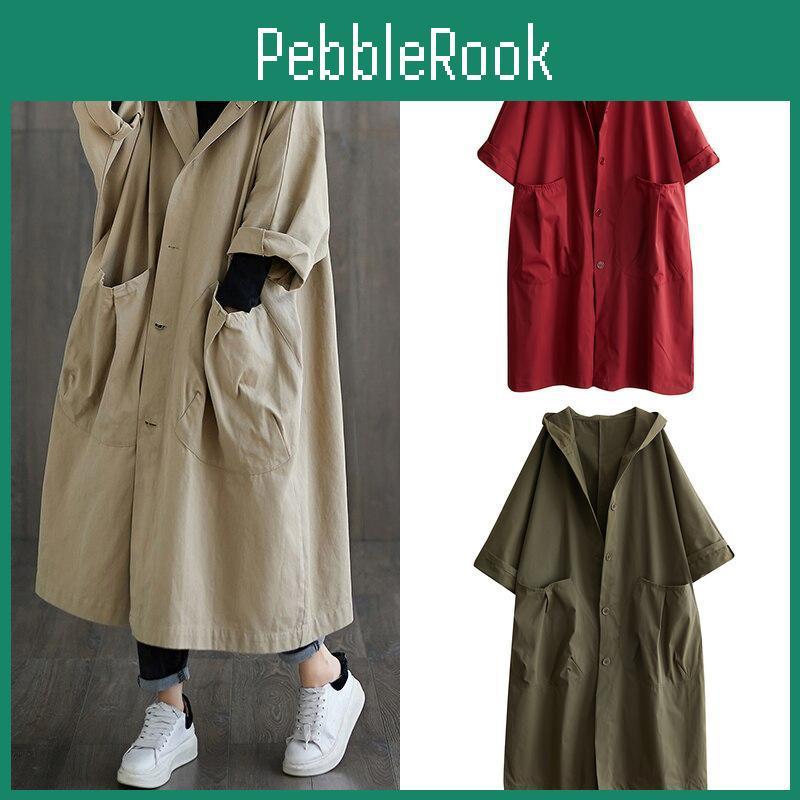 Coat Womens Breasted Trench Long Midi Length Overcoat Spring Autumn Fashion Windbreaker Coat Solid Long Casual Loose Womens Tops Coat