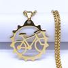 2026 Stainless Steel Sports Bicycle Necklace for Women/Men Tires Gold Color Pendant Necklace Jewelry collier homme N2655S01