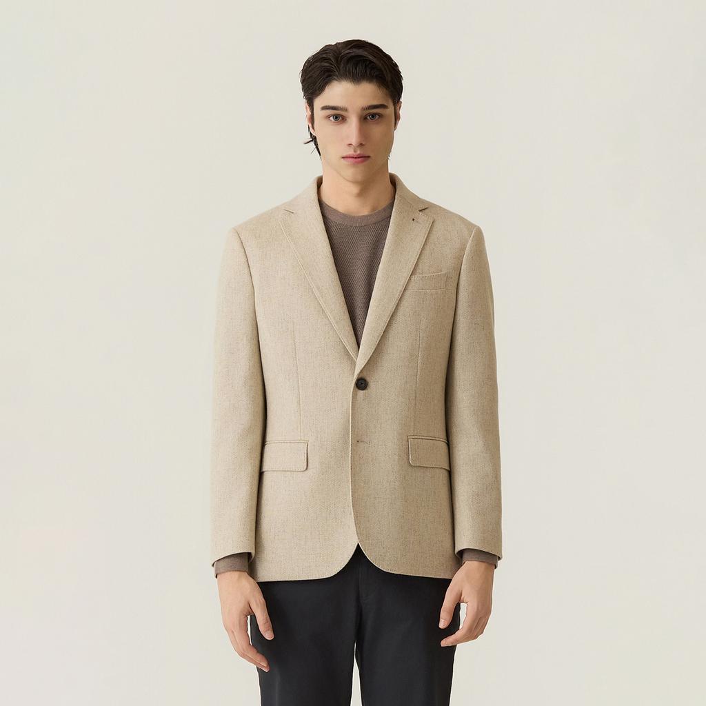 Ferraromilano Wool Blend Solid Classic Jacket Beige (Am0Fozc30153)