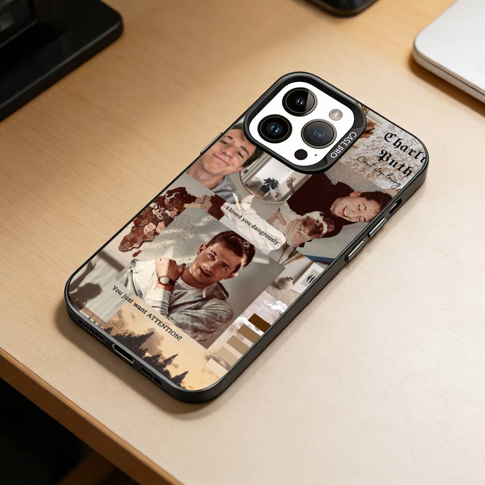 Singer split eyebrow Charlie Puth Phone Case For iPhone 17,16,15,14,13,12,11 Plus,Pro Max,XS,Colored Silver Plated Inside Cover iPhone12PRO