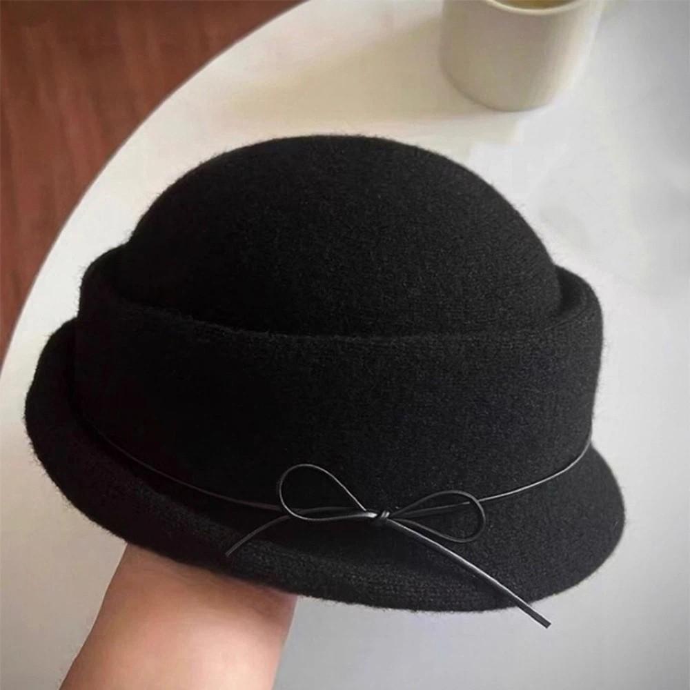 Camellia Flower Hepburn Style Topper Hat Pearl Wool Fisherman Hat Fashion Women Formal Hat Girl