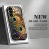 Peacock Feather Tempered Glass Phone Case Suitable for Samsung Galaxy S26 S25 S24 S23 S22 S20 FE/Ultra/Plus Anti Drop Rear Cover