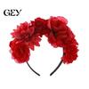 Comfortable Anti-slip Headband 3D Flowers Hair Hoop, Halloween Party Headband, Simulated Flower Rose for Vacation Dance Accessories Gift Multi-color