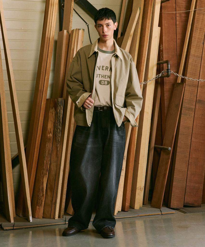 COVERNAT Corduroy Collar Contrast Jacket Light Khaki