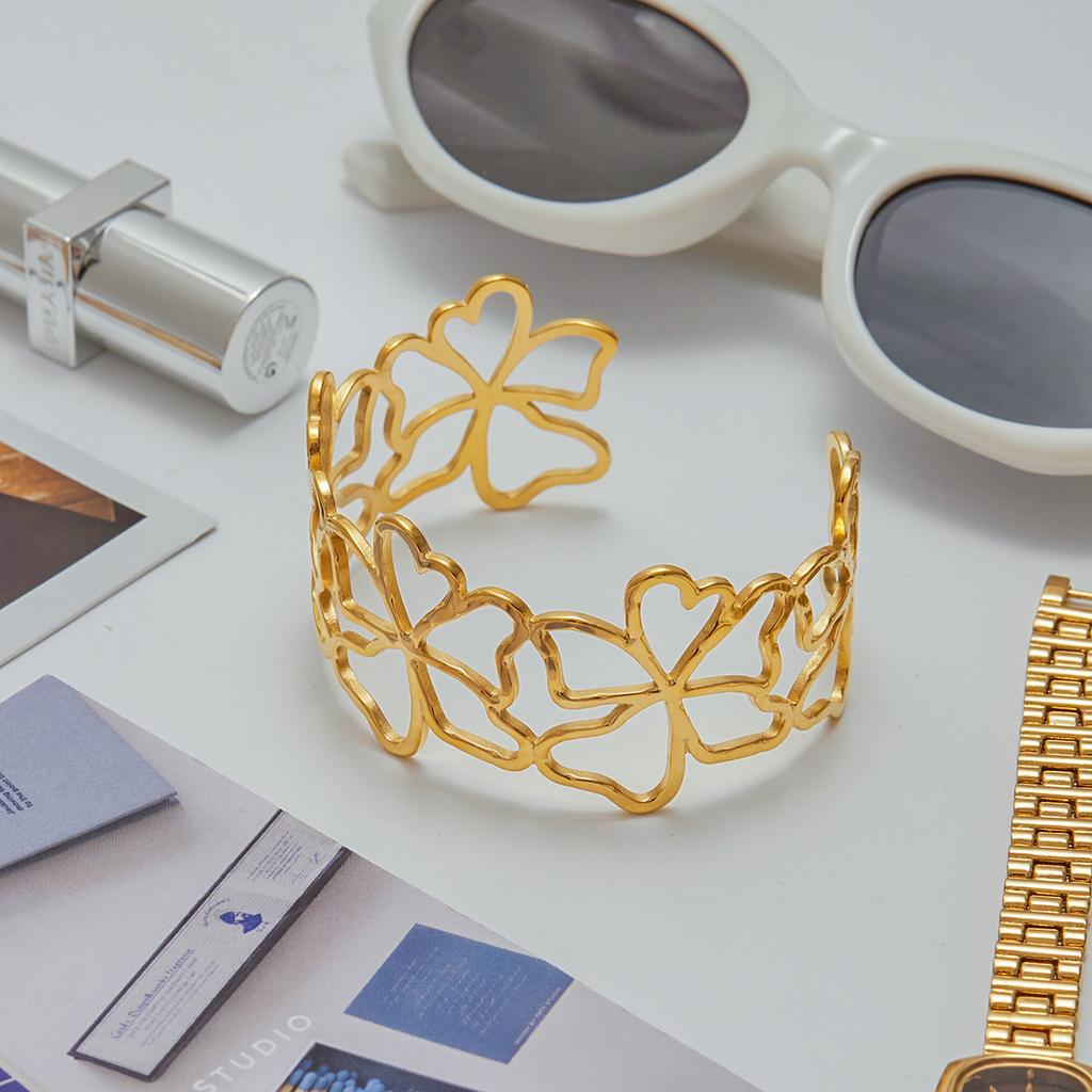 Premium Hollow Flower Opening Bracelet Jewelry 18k Gold Bracelet Jewelry