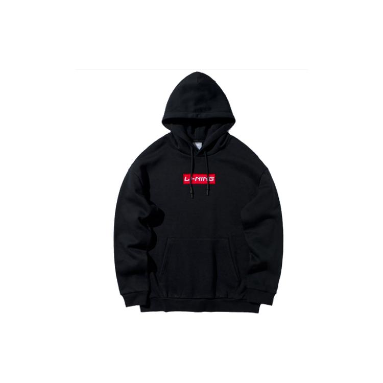 Li Ning Sweatshirts Unisex Black Hooded Moderate Regular AWDQ646-3