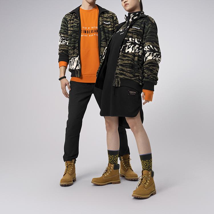 Timberland New Year Camouflage Tiger Stripe Reversible Fleece Jacket Unisex Jacket Black A27F5-001