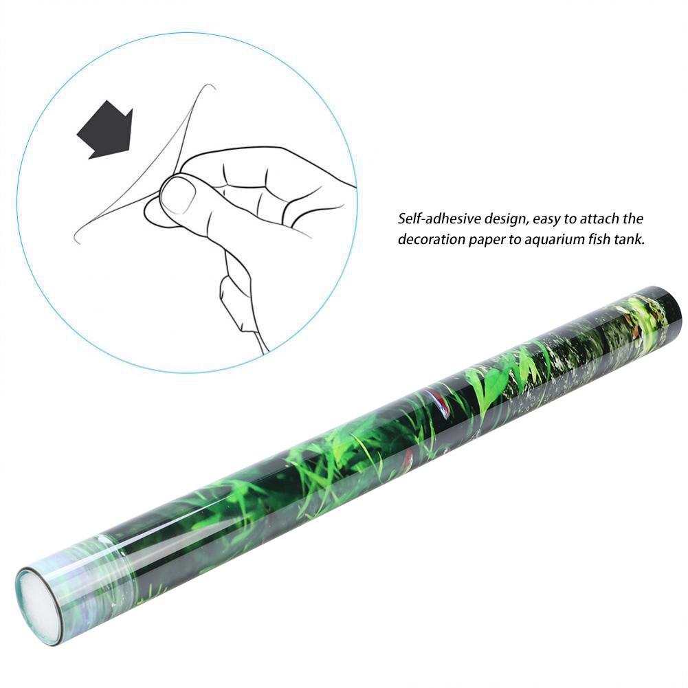 PVC Adhesive Seabed Small Fish Water Plants Aquarium Background Poster Sticker Fish   Decoration