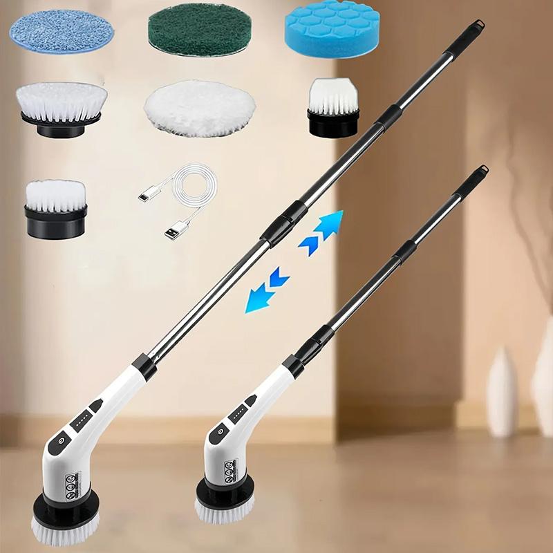 Electric Cleaning Brush, Electric Rotary Floor Scrubber, Wireless Electric Rotary Scrubber, Replaceable 7 Brush Heads