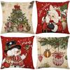 2Pcs Soft Dacron Throw Pillow Case 45x45cm Snowman Pillow Shell Santa Claus Sofa Pillowcase  Bedroom