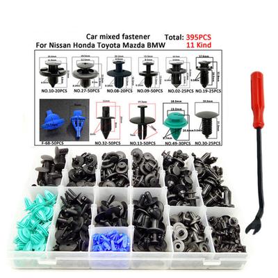6-10mm Para Todos os Carros Grampo Fixador Automotivo Misto Caixa Plástica Embalada Clips Fixos para Vedação de Porta, Para-choque, Para-lama de Carro 395 Peças Com Ferramenta