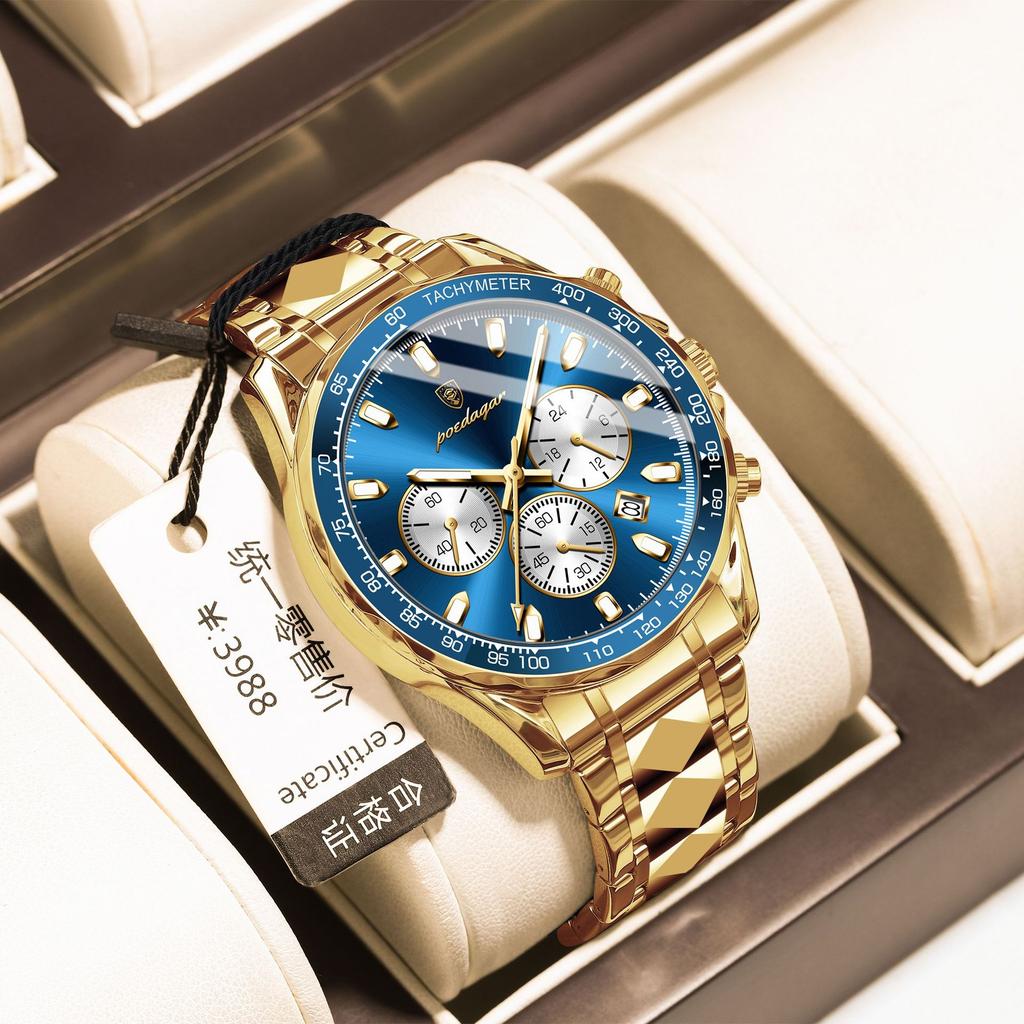 Waterproof Luminous Men'S Watch Multi-Function Quartz Watch