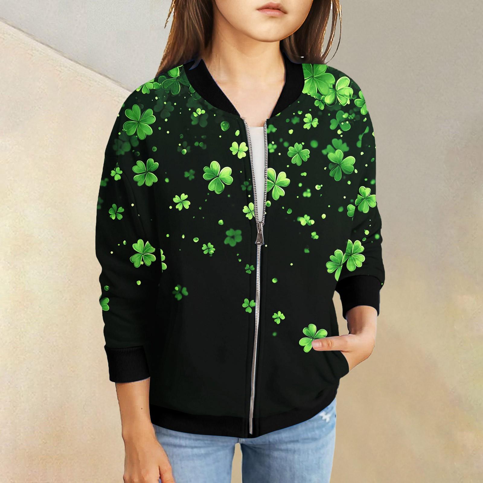 

Девочки куртки на молнии детские осенние толстовки с длинным рукавом верхняя одежда с карманами St. День Святого Патрика 5-15 лет 120