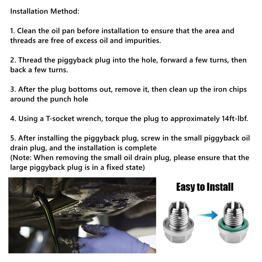 Oil Drain Plug Oversize Piggyback Stainless Steel Self Tapping Oil Pan Thread Repair Kit M12.1-1.25/1.5/1.75x 15mm M14.1 M16.1 Oil Drain Plugs 3