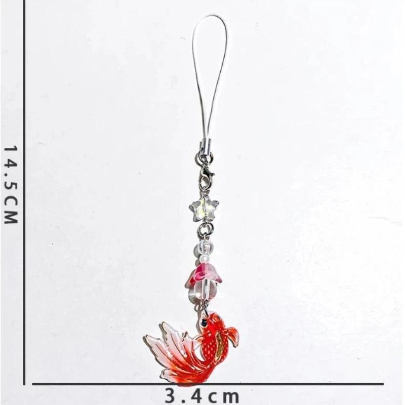 Aesthetic Gradient Goldfish Phone Charms With Shiny Star And Bead Decor Perfect For Phone Decoration Bag Pendant Girls Gift