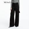 MO&Co. Women's Pleated Wide-Leg Low-Waist Cargo Pants
