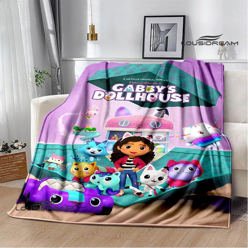 Gabby's Dollhouse Cute Anime Printed Blankets Picnic Blanket Flannel Warm Blanket Travel Blankets Bed Linings Birthday Gift